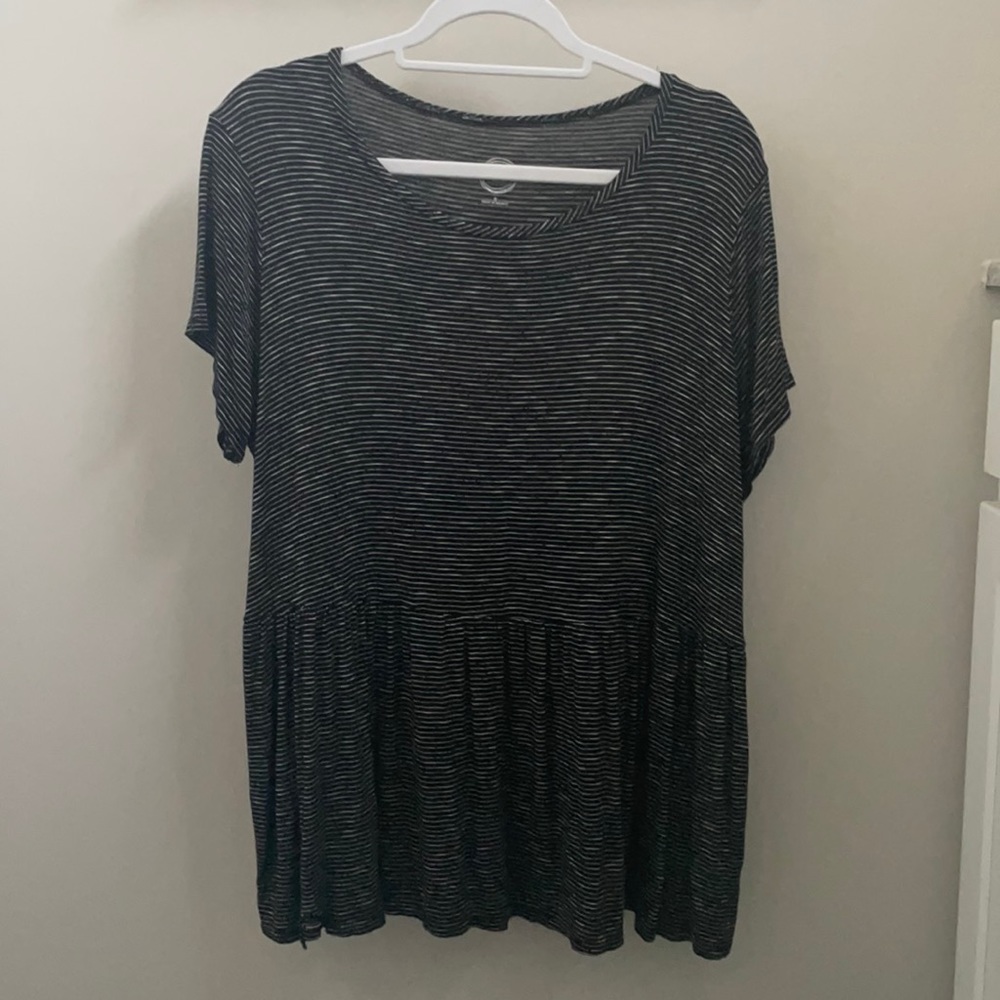 Maurices Black and White Striped Peplum Shirt